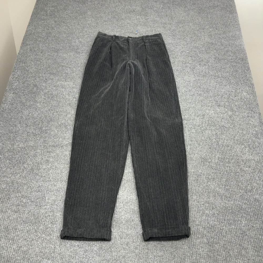 RPM Pants Mens 30 Charcoal Cotton Corduroy Pleated Cuffed Casual Streetwear